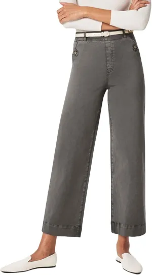Women Stretch Twill Cropped Wide Leg Pant High Waist Casual Capri Pant Straight Leg Chino Pants Baggy Ankle Jeans