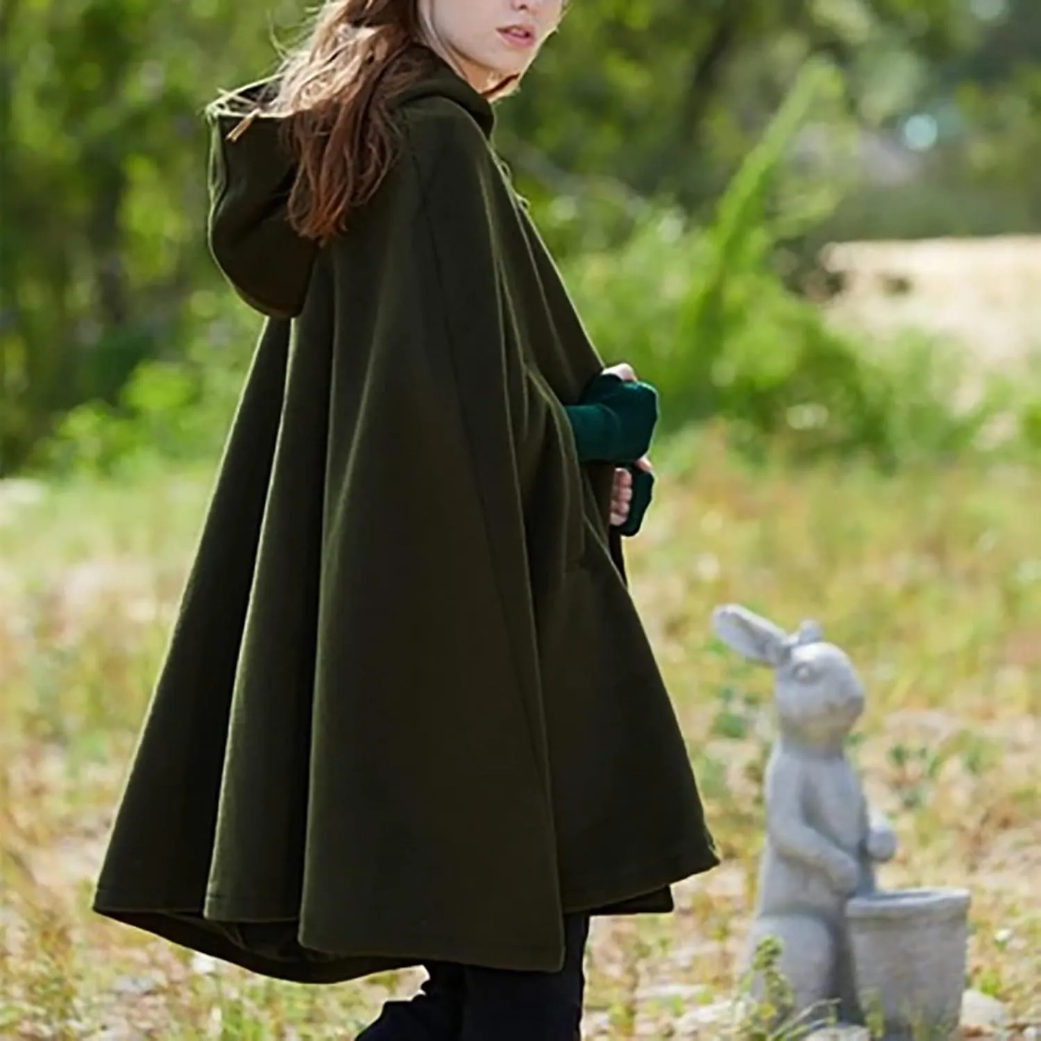 Women Trench Coat Hoodies Open Front Cardigan Jacket Winter Coat Shawl Cape Cloak Poncho Plus Size Robe Cosplay Costume