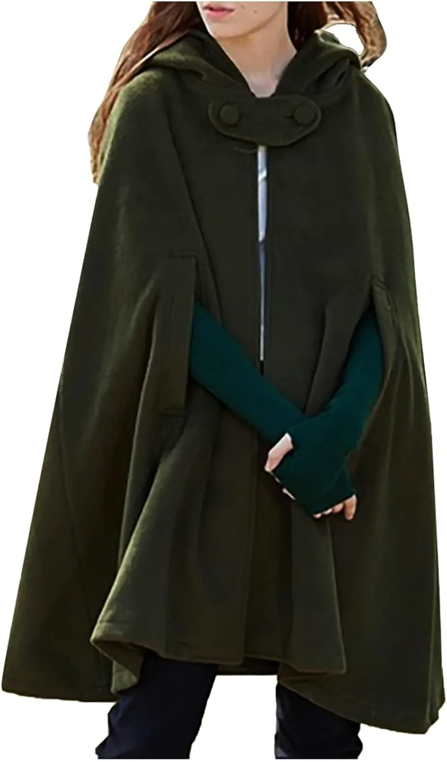 Women Trench Coat Hoodies Open Front Cardigan Jacket Winter Coat Shawl Cape Cloak Poncho Plus Size Robe Cosplay Costume