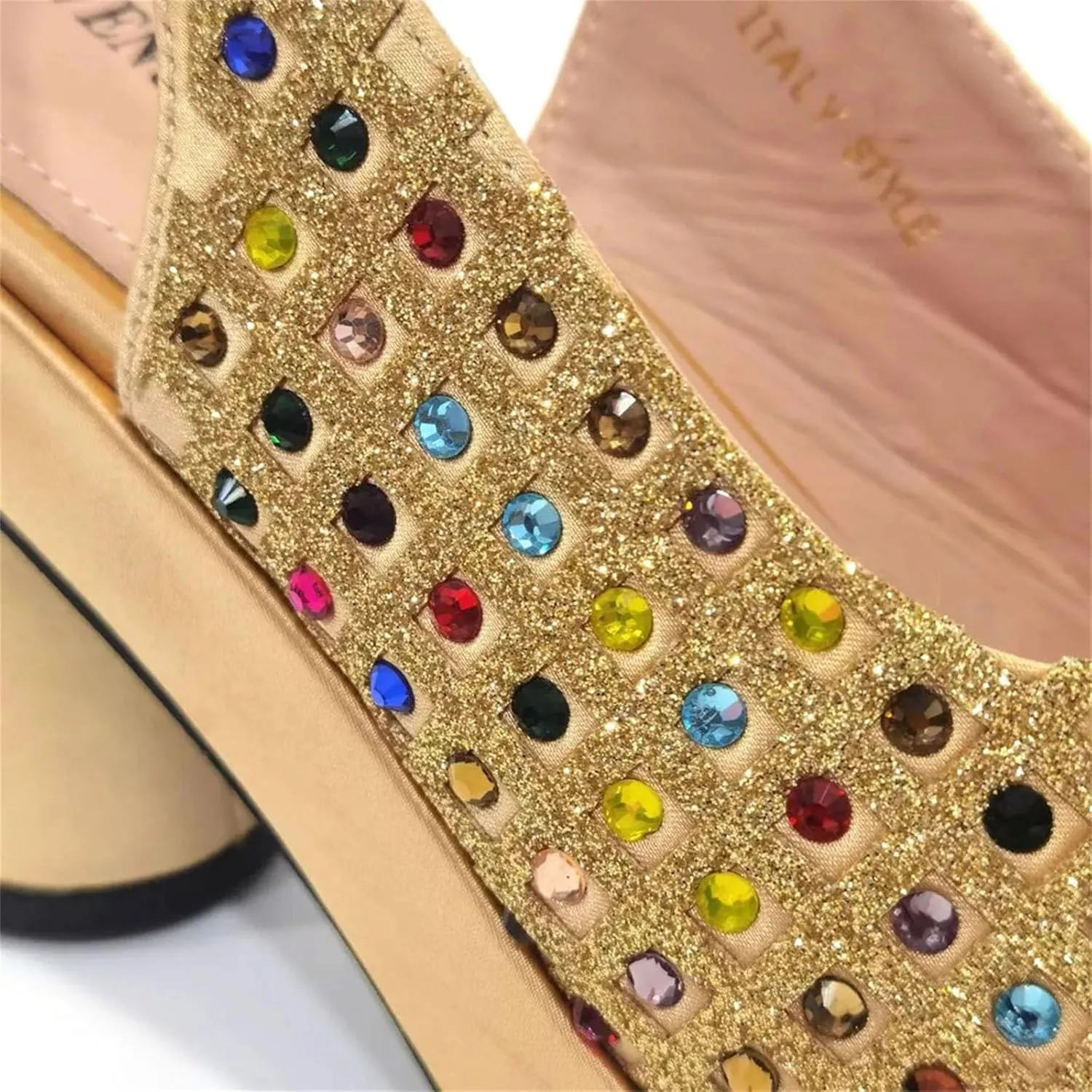 Womens 2025 Gold Wedding Shoes Set Bridal Pumps and Matching Evening Bag Rhinestone Flower Crystal Clutch Purses