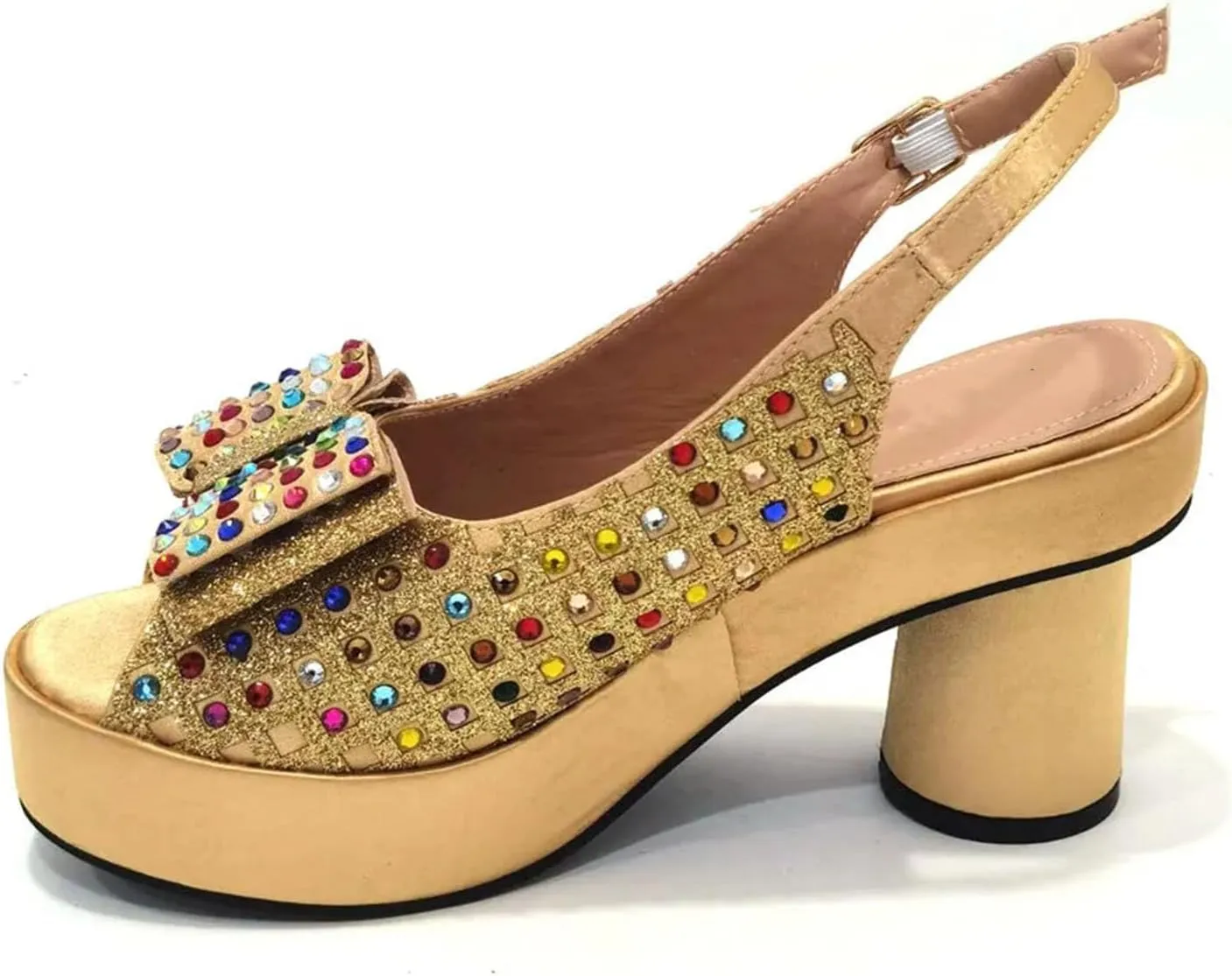 Womens 2025 Gold Wedding Shoes Set Bridal Pumps and Matching Evening Bag Rhinestone Flower Crystal Clutch Purses