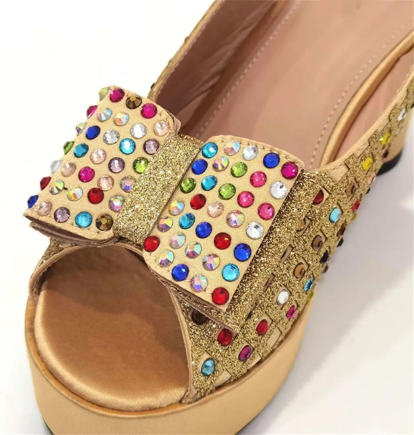 Womens 2025 Gold Wedding Shoes Set Bridal Pumps and Matching Evening Bag Rhinestone Flower Crystal Clutch Purses