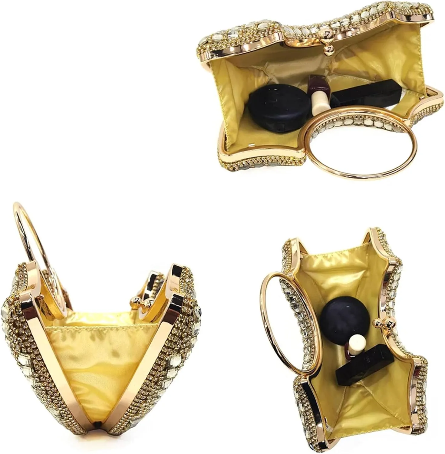 Womens 2025 Gold Wedding Shoes Set Luxury Rhinestone Pumps and Beaded Sequin Evening Bag Flower Crystal Clutch Purses