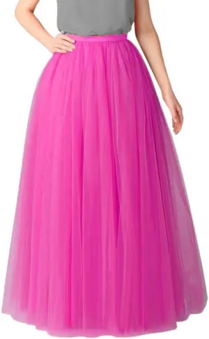 Women's A-Line High Waisted Midi Skirt Skirts for Women Pleated Princess Mesh Women Skirt Dancing Skirt Thin