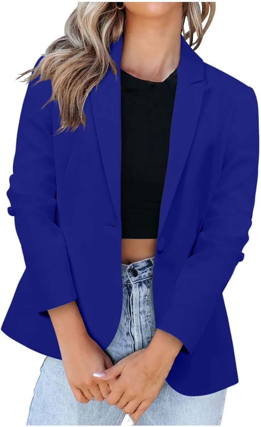 Womens Blazer Long Sleeve Work Office Jacket Blazer Casual Loose Lightweigth Summer Open Front Suit Jackets Outfit