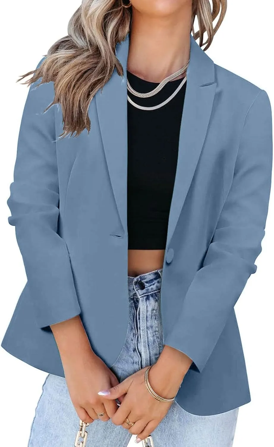 Womens Blazer Long Sleeve Work Office Jacket Blazer Casual Loose Lightweigth Summer Open Front Suit Jackets Outfit
