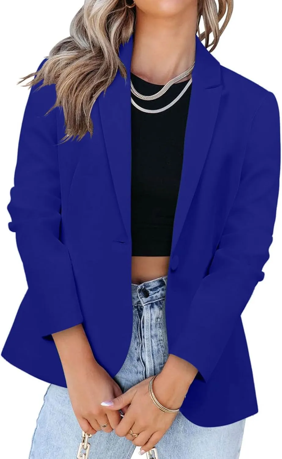 Womens Blazer Long Sleeve Work Office Jacket Blazer Casual Loose Lightweigth Summer Open Front Suit Jackets Outfit