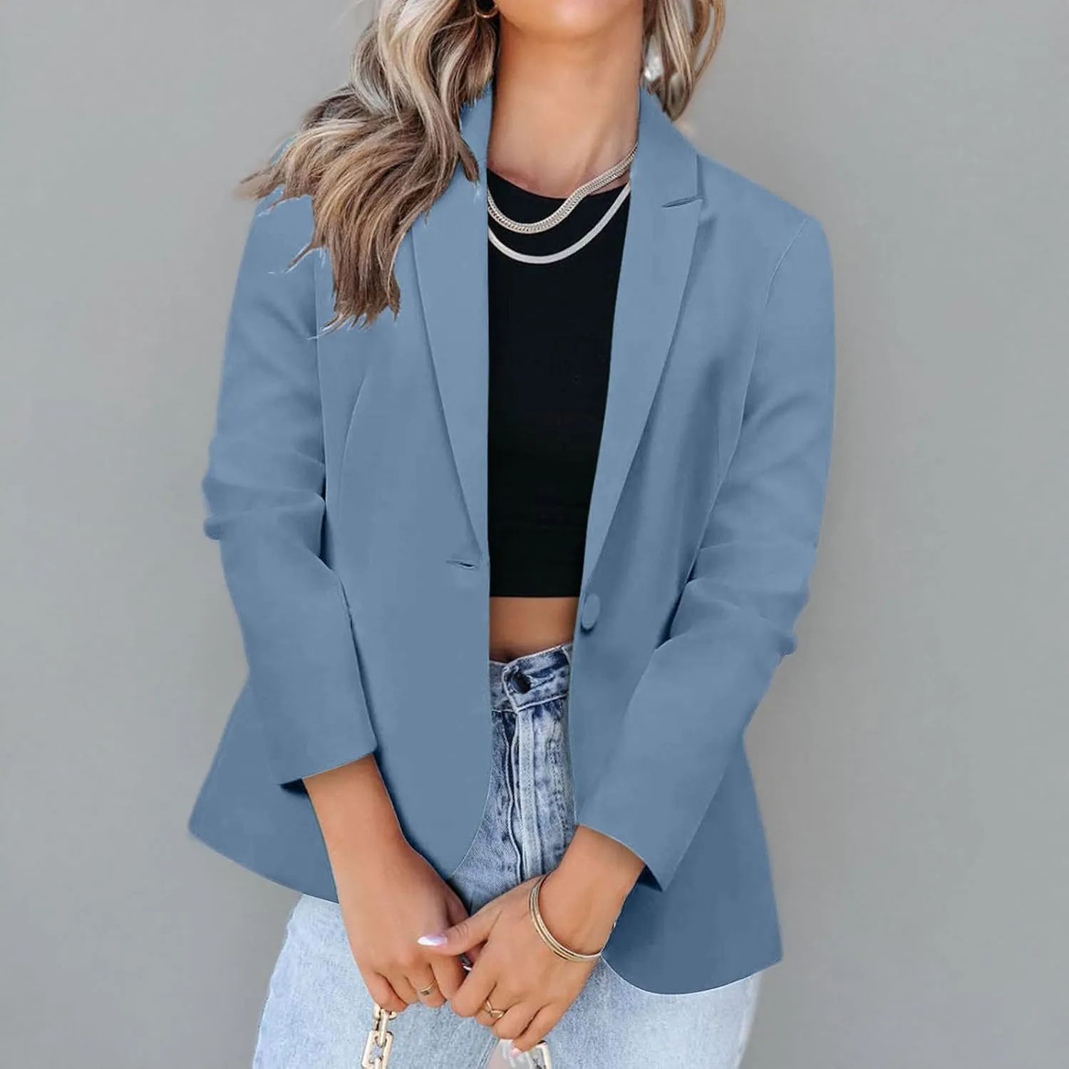 Womens Blazer Long Sleeve Work Office Jacket Blazer Casual Loose Lightweigth Summer Open Front Suit Jackets Outfit
