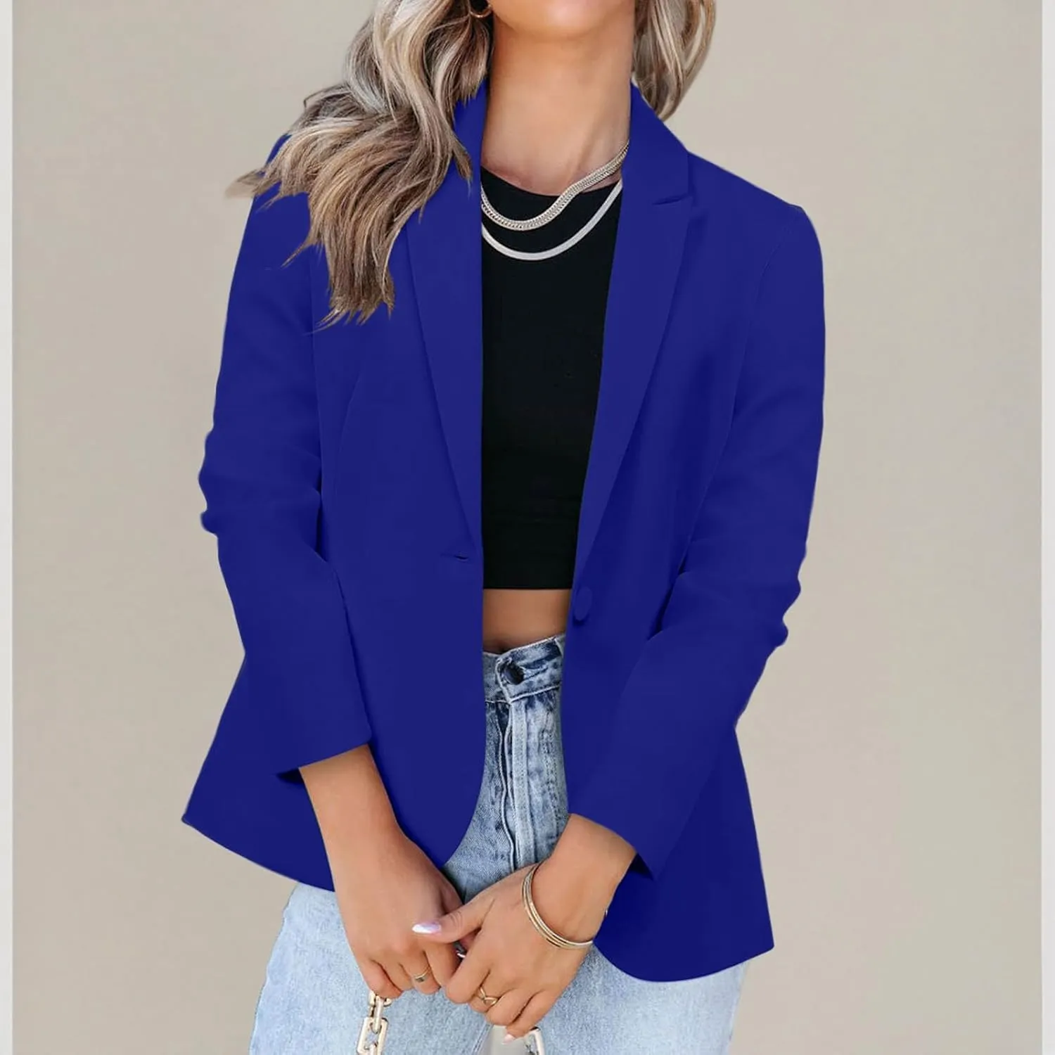 Womens Blazer Long Sleeve Work Office Jacket Blazer Casual Loose Lightweigth Summer Open Front Suit Jackets Outfit