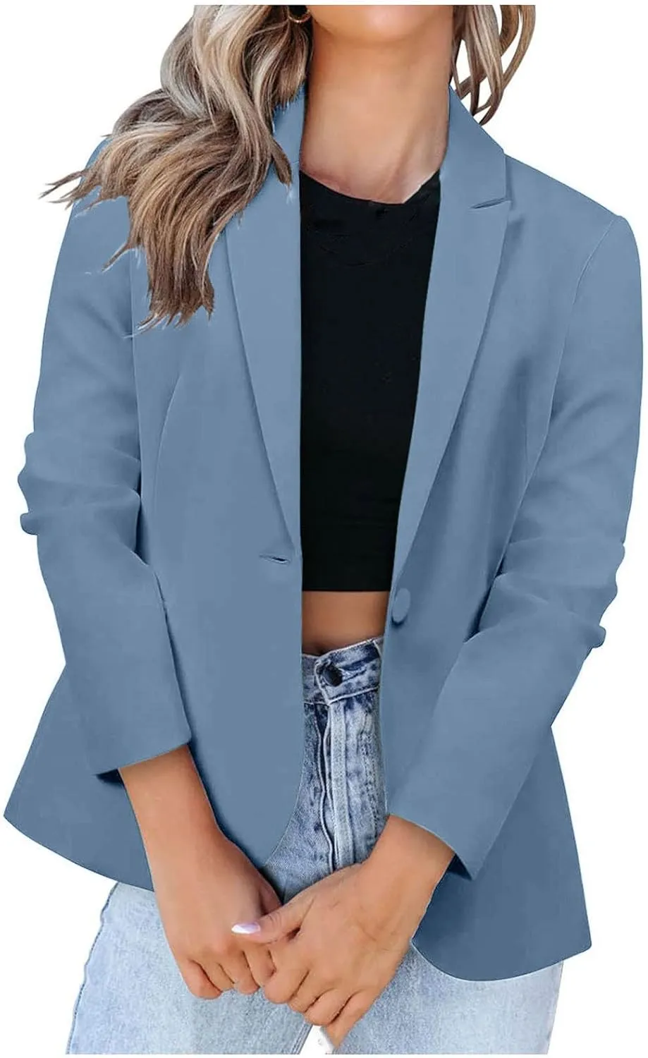 Womens Blazer Long Sleeve Work Office Jacket Blazer Casual Loose Lightweigth Summer Open Front Suit Jackets Outfit