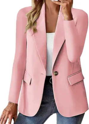 Women's Blazers 2025 Business Casual Long Sleeve Work Office Open Front Blazer Slim Fit Jacket with Pockets