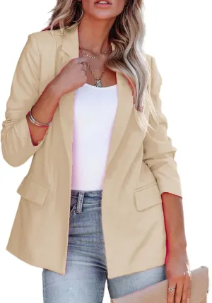 Women's Blazers 2025 Business Casual Long Sleeve Work Office Open Front Blazer Slim Fit Jacket with Pockets