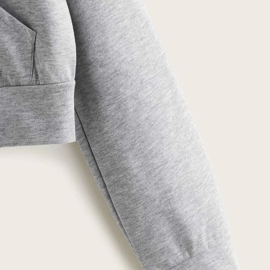Women's Casual Drawstring Zip Up Hoodies Cute Workout Long Sleeve Crop Tops Trendy Lightweight Pockets Sweatshirts