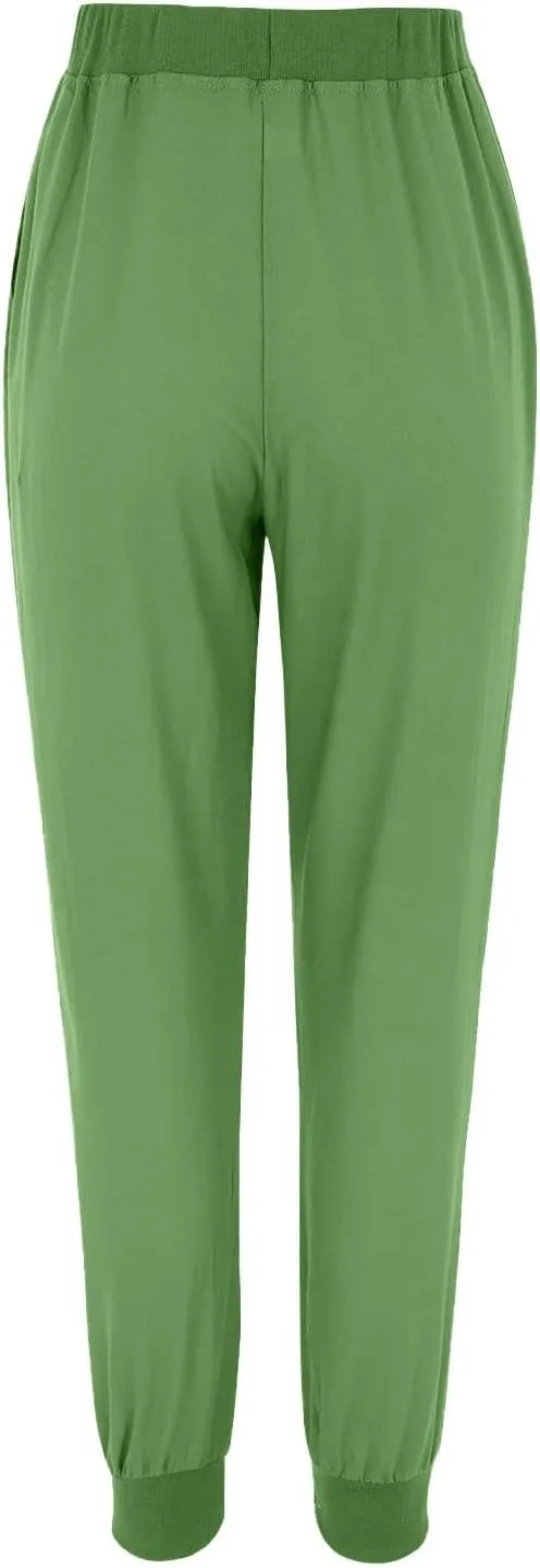 Women's Casual Lantern Harem Loose Capris Pants High Waisted Drawstring Fashion Lounge Slacks Trousers with Pockets