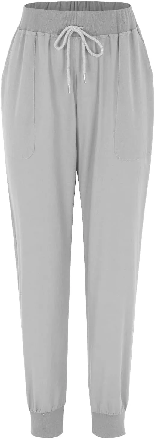 Women's Casual Lantern Harem Loose Capris Pants High Waisted Drawstring Fashion Lounge Slacks Trousers with Pockets