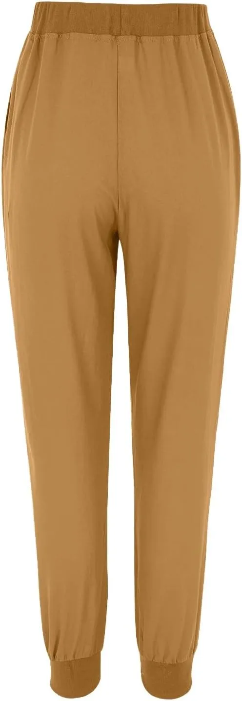Women's Casual Lantern Harem Loose Capris Pants High Waisted Drawstring Fashion Lounge Slacks Trousers with Pockets