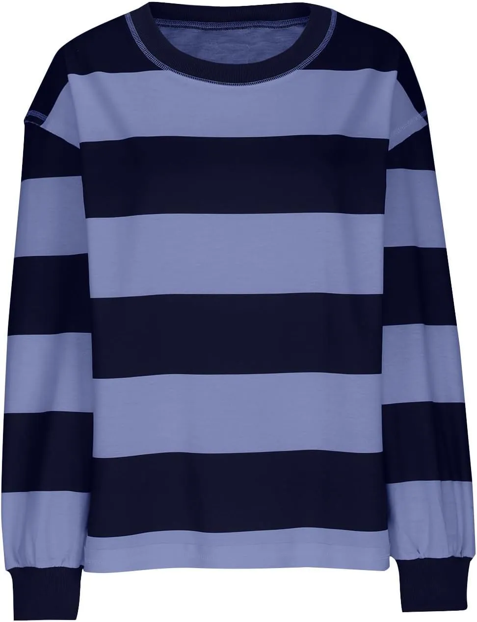 Women's Crewneck Sweatshirts Loose Fitting Casual Sweater Shirt Color Blocking Blouses Long Sleeve Tops