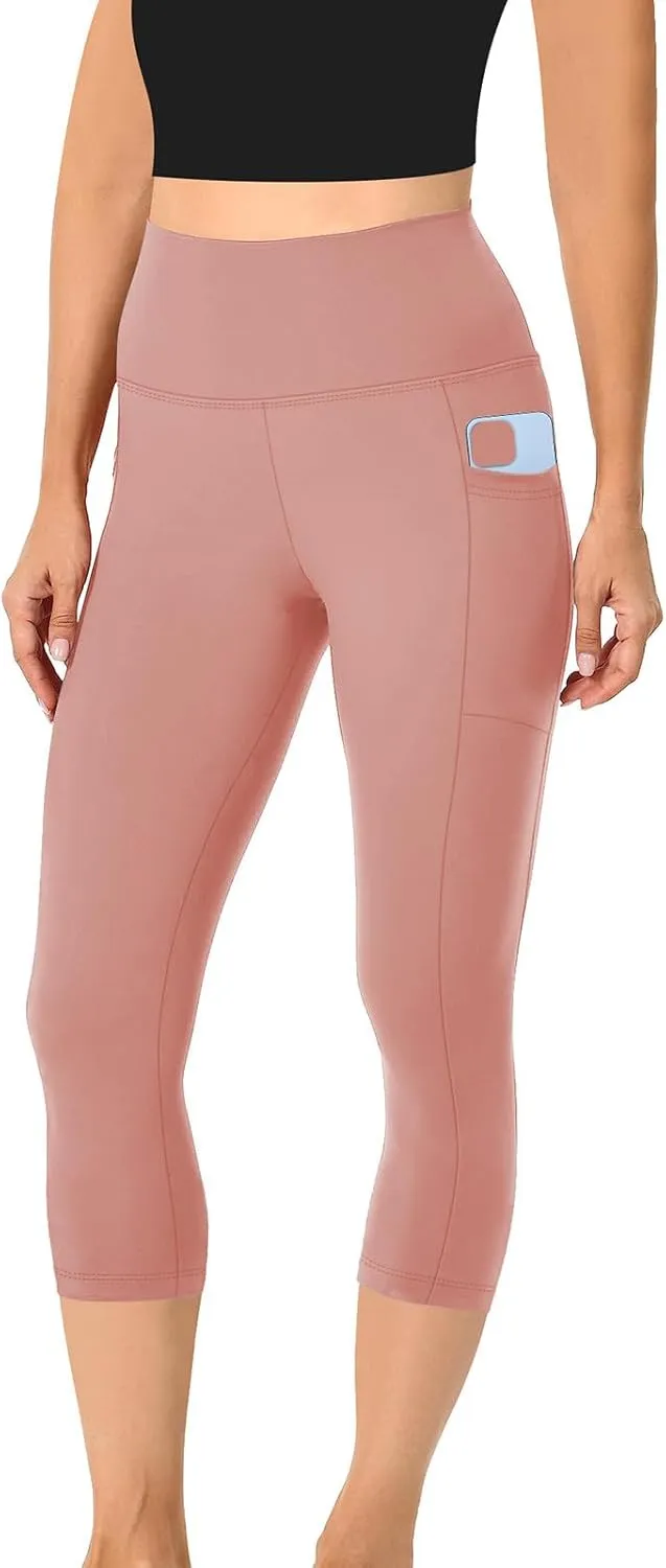 Women's Cropped Trousers Ladies 3/4 Cropped Pants Ladies High Waist Leggings Stretch Fit Yoga Pant Summer