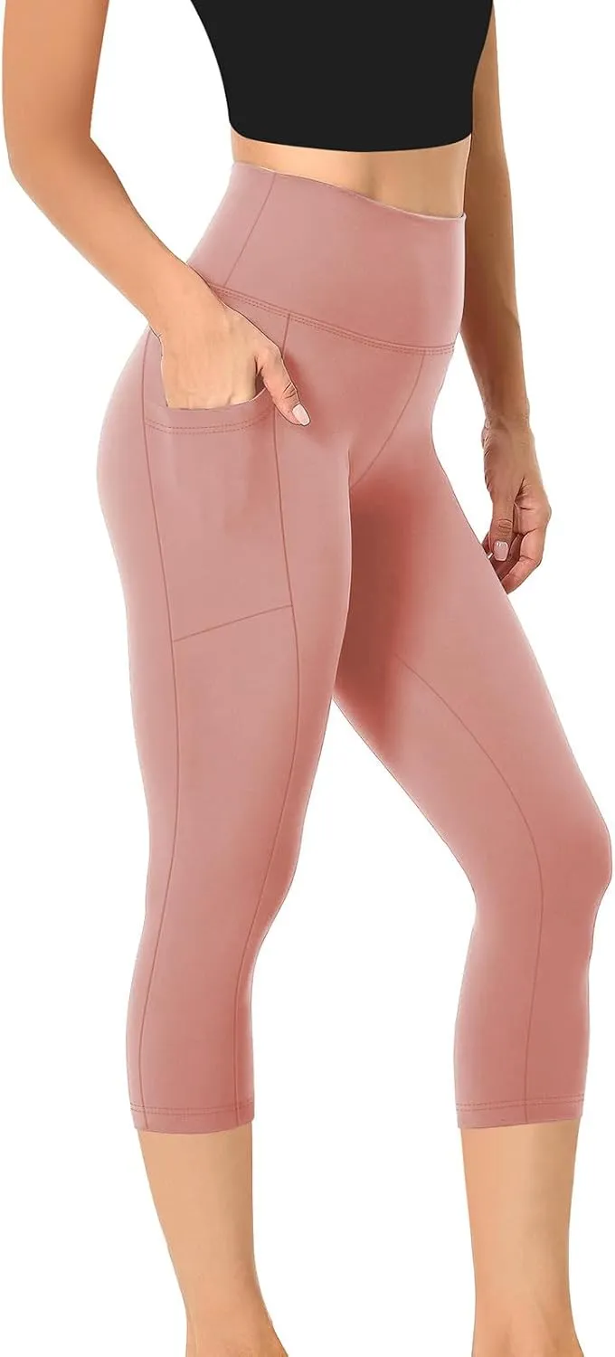 Women's Cropped Trousers Ladies 3/4 Cropped Pants Ladies High Waist Leggings Stretch Fit Yoga Pant Summer
