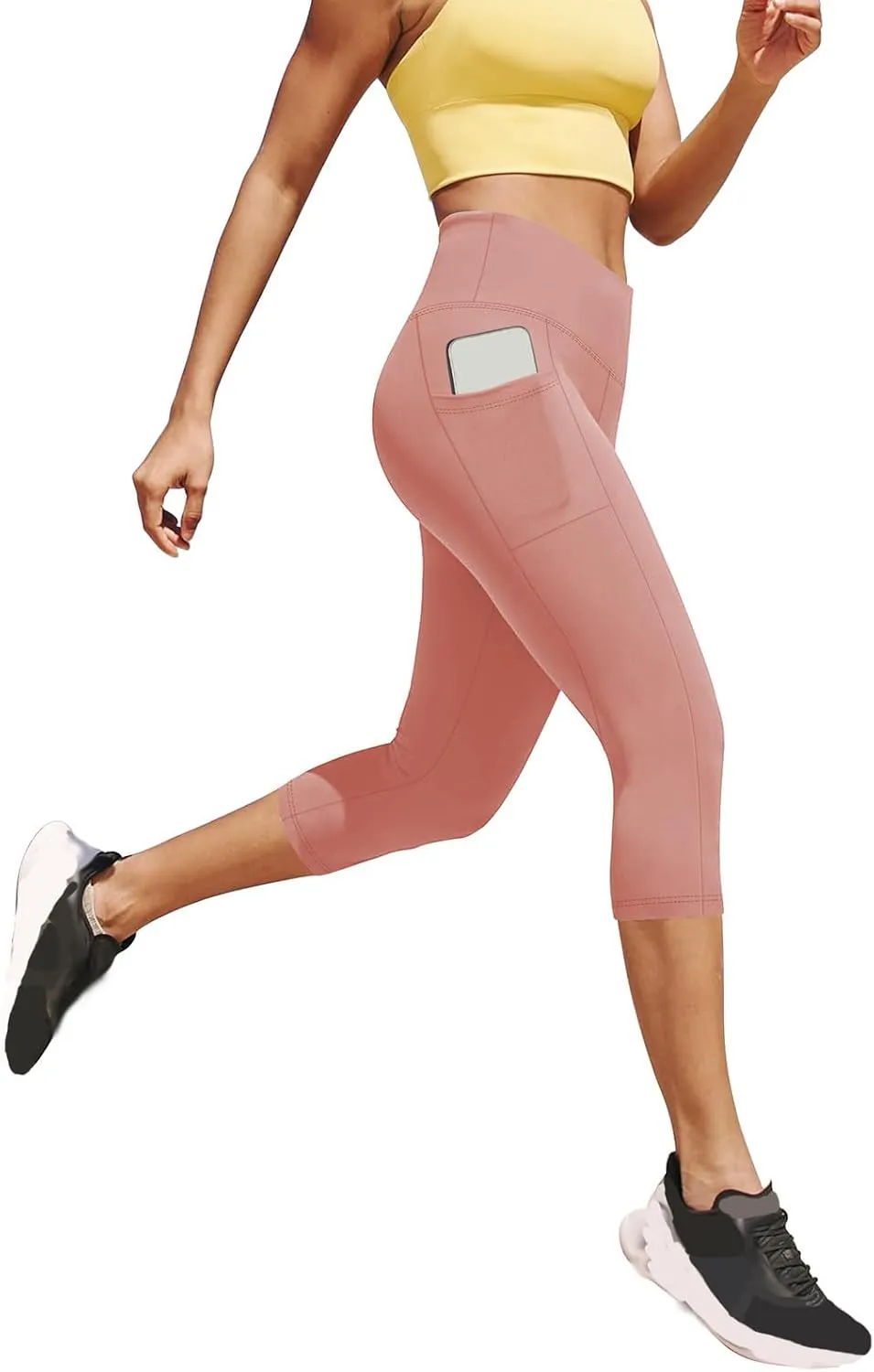 Women's Cropped Trousers Ladies 3/4 Cropped Pants Ladies High Waist Leggings Stretch Fit Yoga Pant Summer
