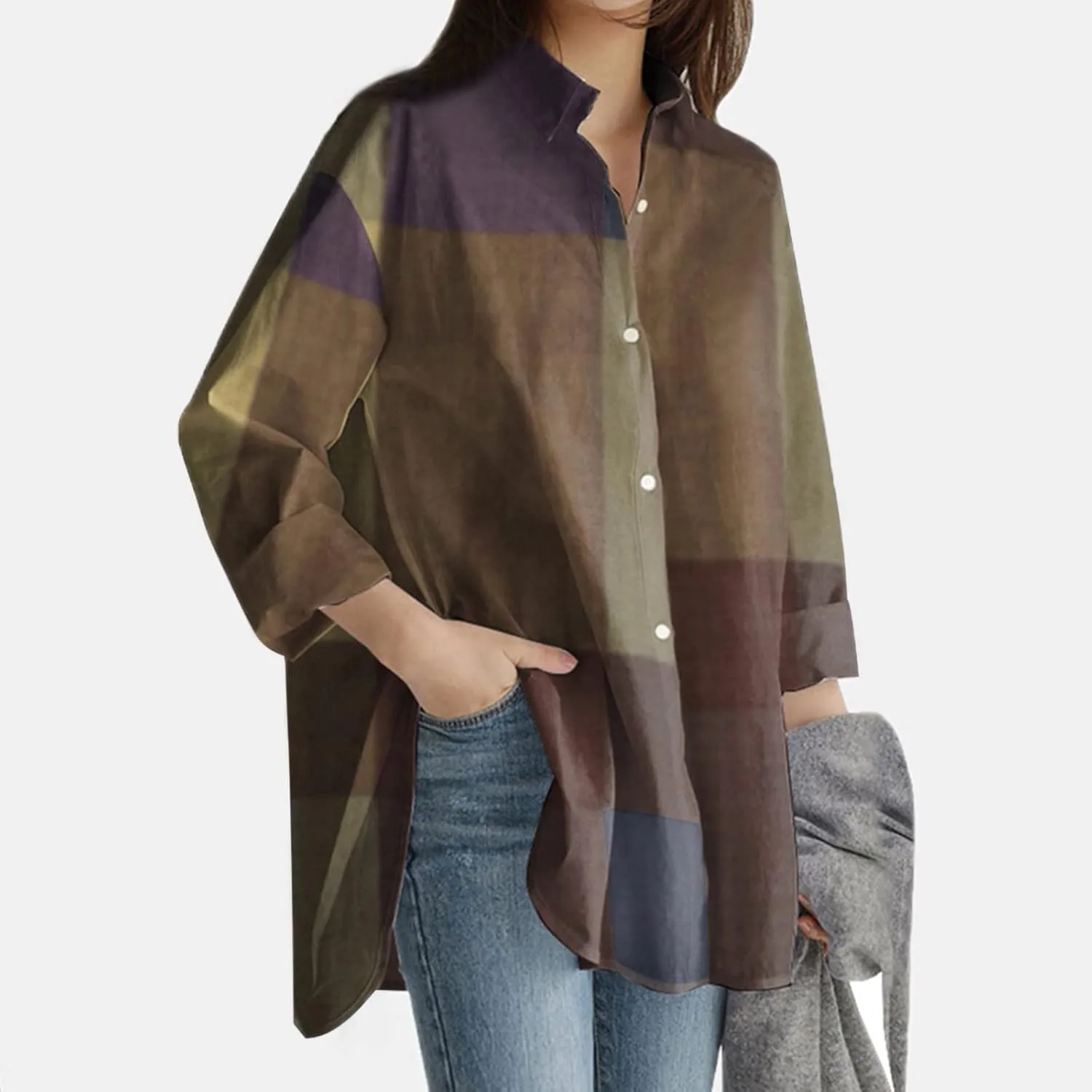 Women's Ethnic Embroidered Floral Shirt Collar Button Summer Loose Short Sleeved Blouse Cotton Linen Tops
