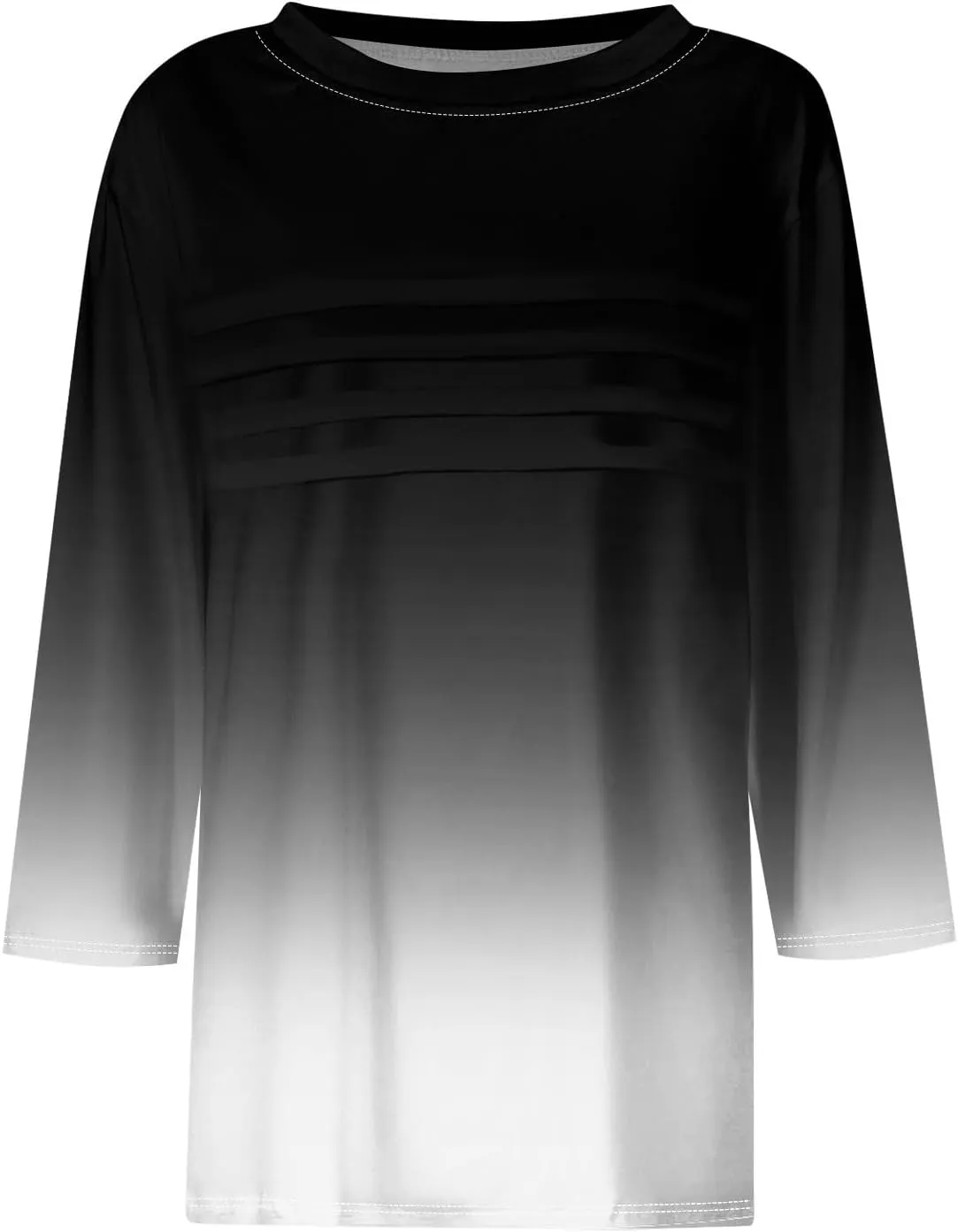Women's Fashion Casual Loose 3/4 Sleeve Striped Printed Round Neck Top