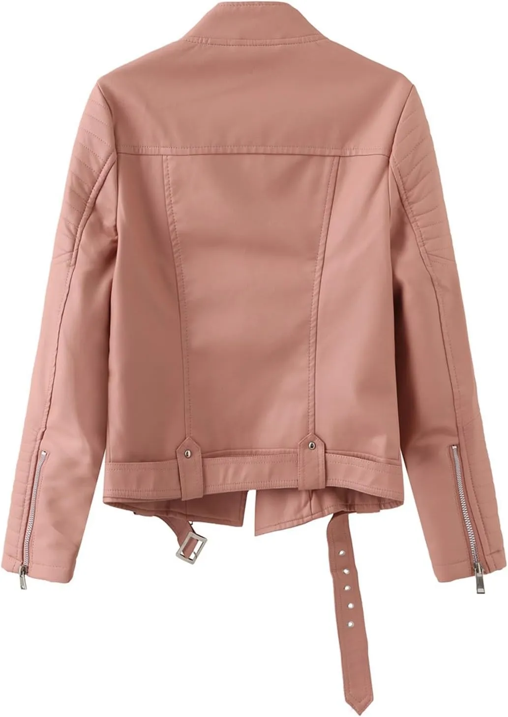 Women's Faux Leather Jacket Long Sleeve Zip Up Lapel Motorcycle Jacket Moto Biker Coat Cropped Windbreaker Jacket Coat