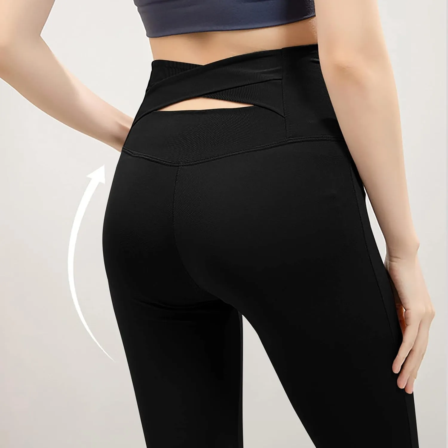 Womens Flare Leg Bootcut Sports Leggings Pants Spandex High Waisted Leggings Shapewear Stretch Pull-on Jeggings