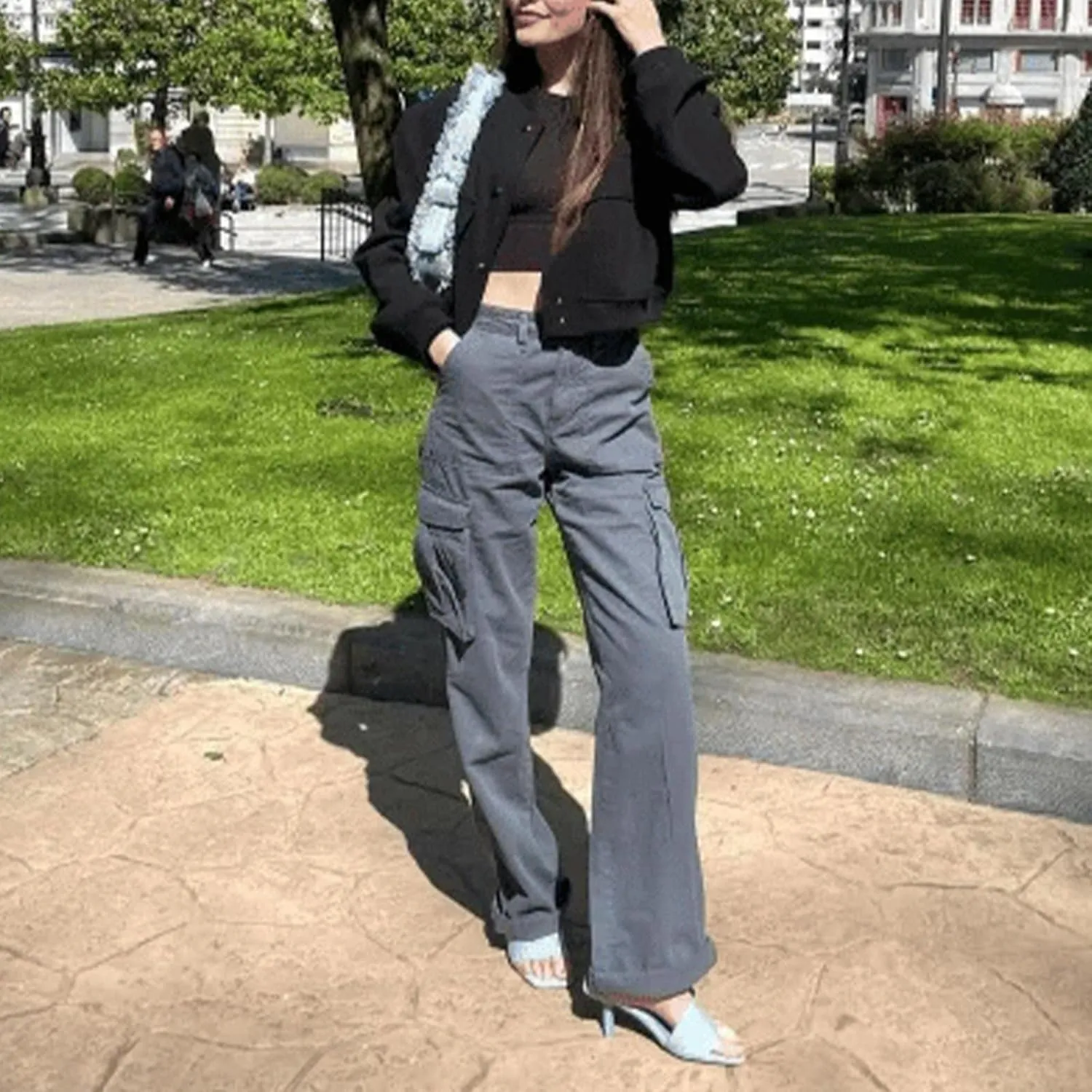 Women's Fleece Lined Pants Winter high Business Slacks with Pockets Flare Leggings Flare Leggings