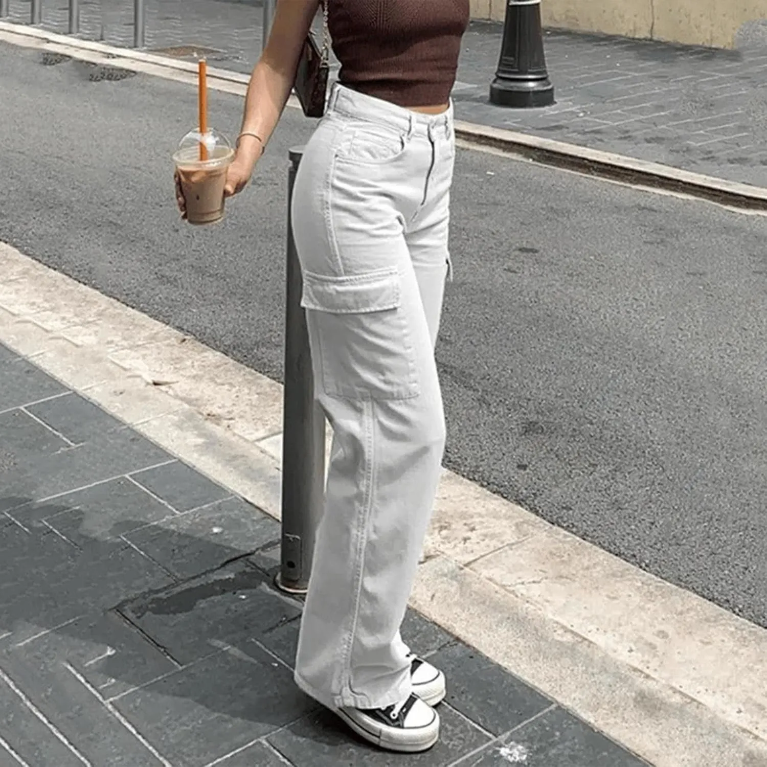 Women's Fleece Lined Pants Winter high Business Slacks with Pockets Flare Leggings Flare Leggings