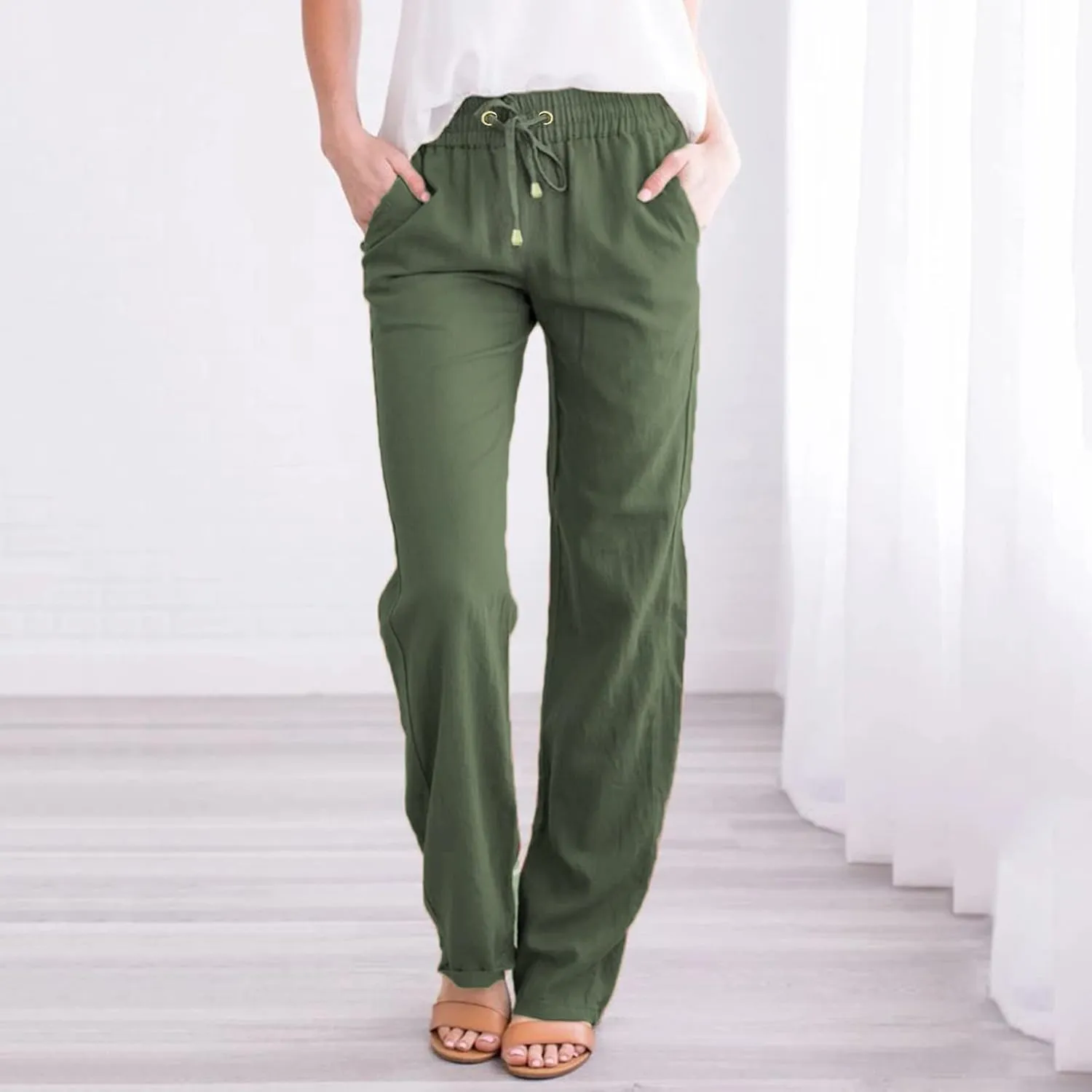 Women's Fleece Lined Pants Winter high Business Slacks with Pockets Flare Leggings Flare Leggings