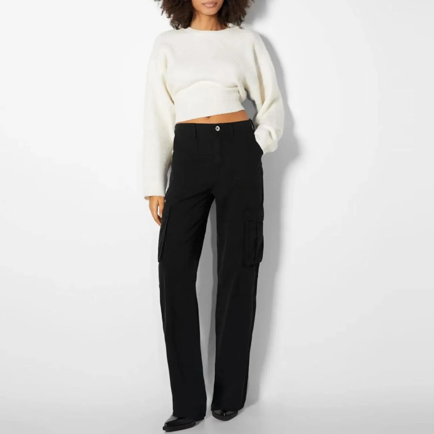 Women's Fleece Lined Pants Winter high Business Slacks with Pockets Flare Leggings Flare Leggings