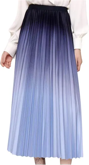 Women's Gradient A Line Skirts Ruched Trending Y2k Skirt Slim-Fit High Waisted Comfort Cozy Skirt Preppy Skirt