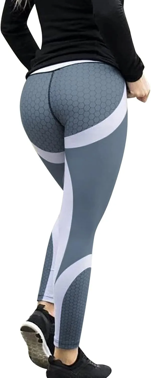 Womens Leggings Tummy Yoga Workout Leggings Pants Women's Tummy Waist Print High Pants Cotton Capri Leggings for