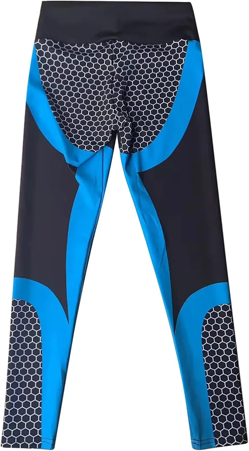 Womens Leggings Tummy Yoga Workout Leggings Pants Women's Tummy Waist Print High Pants Cotton Capri Leggings for