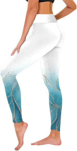 Womens Leggings Tummy Yoga Workout Leggings Pants Women's Tummy Waist Print High Pants Cotton Capri Leggings for