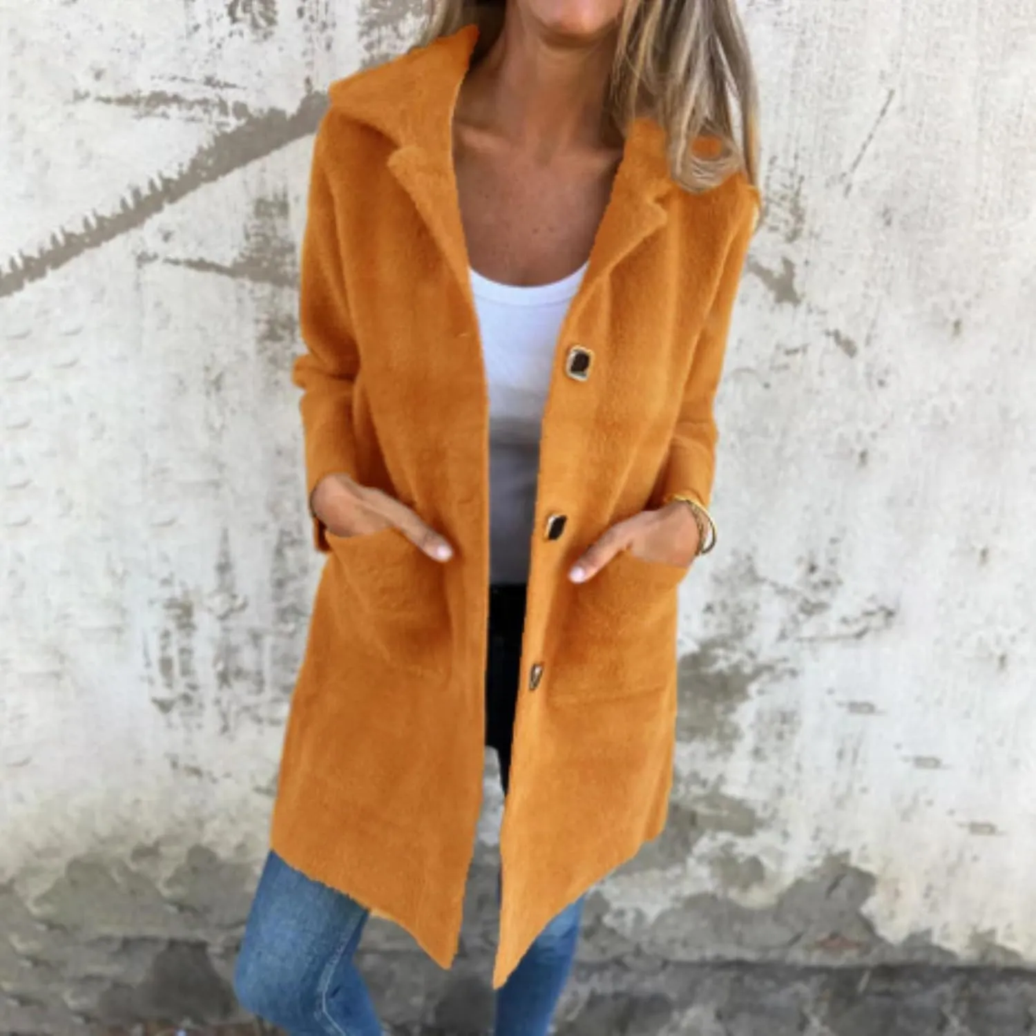 Womens Long Cardigan Sweater Casual Open Front Cardigans Button Down Trench Coat Oversized Pea Coat with Pockets