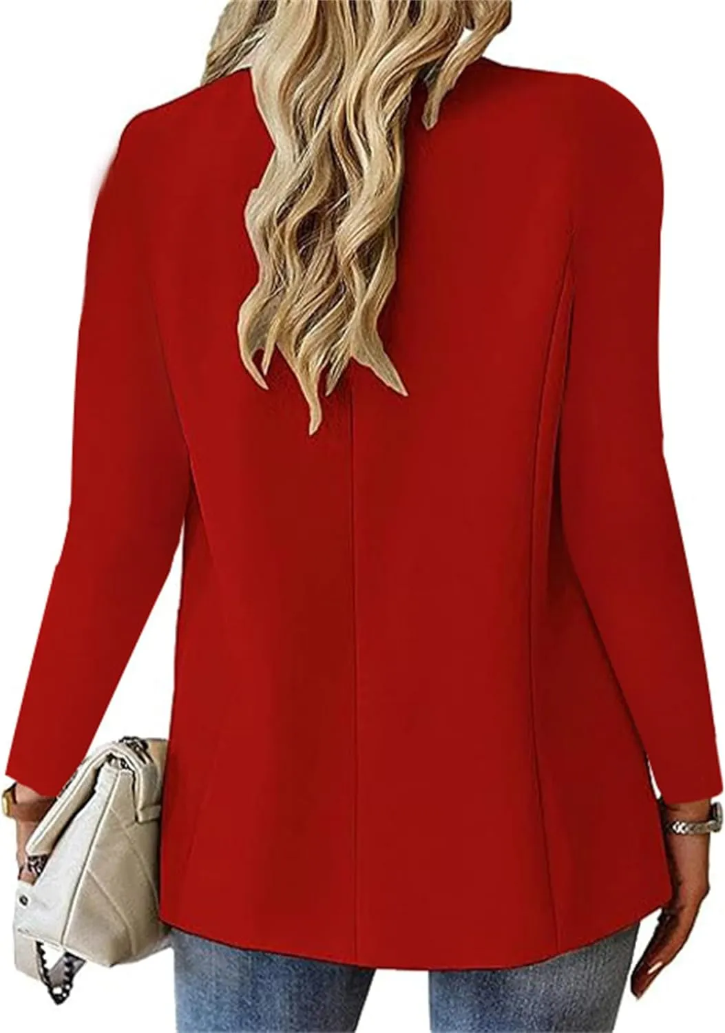 Women's Long Sleeve Casual Blazers Lapel Open Front Jackets Work Office Blazer Summer Lightweight Outwear with Pockets