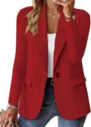 Women's Long Sleeve Casual Blazers Lapel Open Front Jackets Work Office Blazer Summer Lightweight Outwear with Pockets
