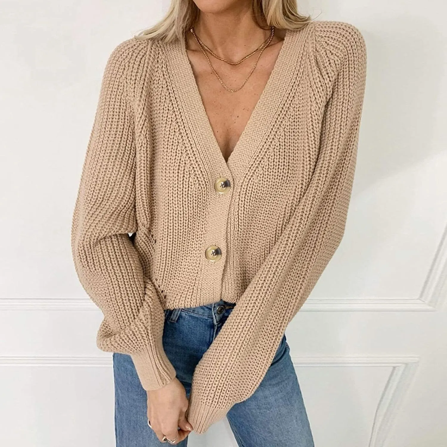Women's Open Front Cardigan Buttons Hollow Out Cardigan Sweater Casual Soft Drape Fall Cardigan Women's 2024 Fall