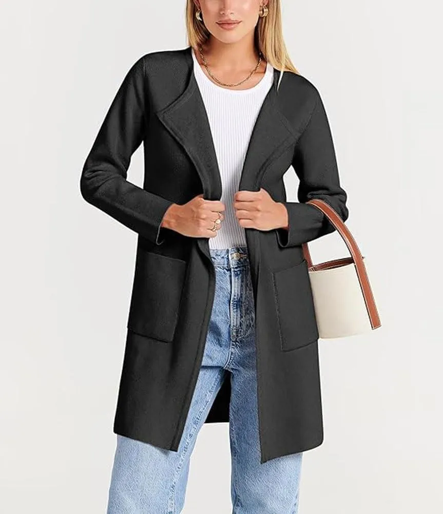Women's Oversized Open Front Long Cardigans Casual Jacket Coats Long Sleeve Cable Knit Sweaters Outerwear for Fall
