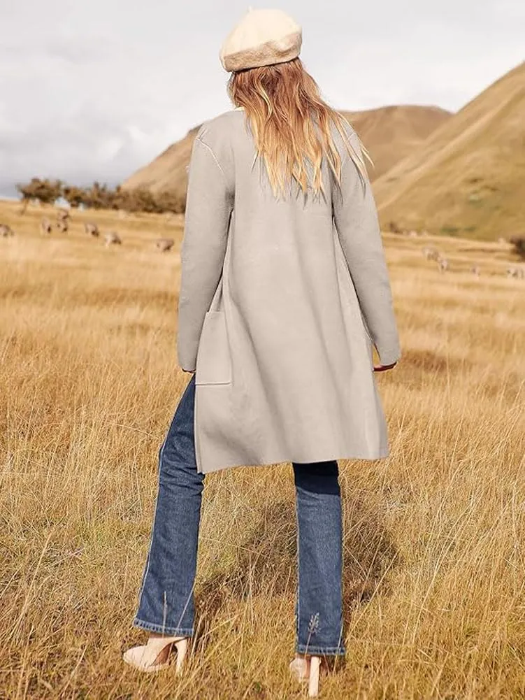 Women's Oversized Open Front Long Cardigans Casual Jacket Coats Long Sleeve Cable Knit Sweaters Outerwear for Fall