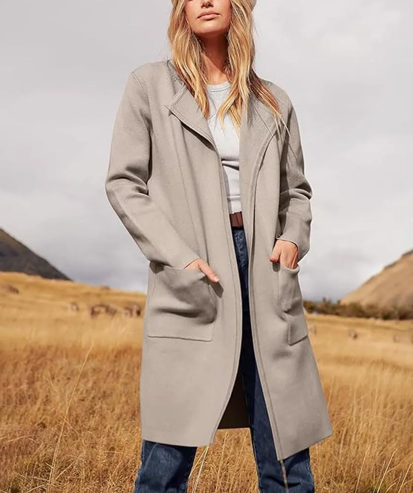 Women's Oversized Open Front Long Cardigans Casual Jacket Coats Long Sleeve Cable Knit Sweaters Outerwear for Fall