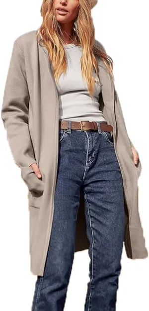 Women's Oversized Open Front Long Cardigans Casual Jacket Coats Long Sleeve Cable Knit Sweaters Outerwear for Fall