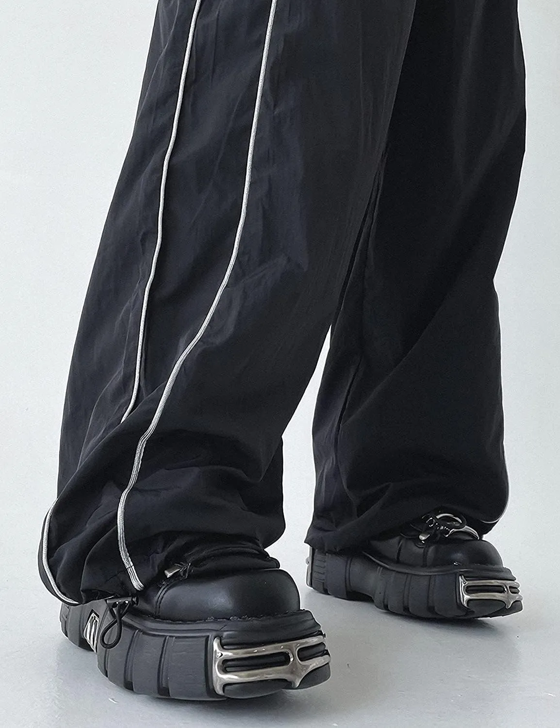 Women's Parachute Pants Cargo Trousers Elastic Waist Wide Leg Track Pants Y2k Clothing