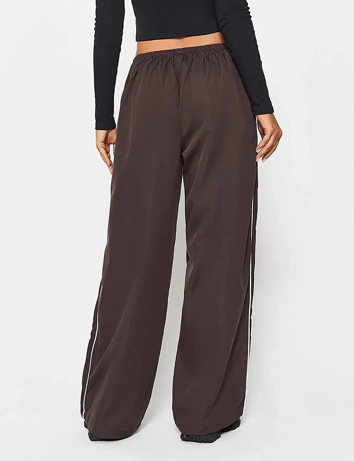 Women's Parachute Pants Cargo Trousers Elastic Waist Wide Leg Track Pants Y2k Clothing