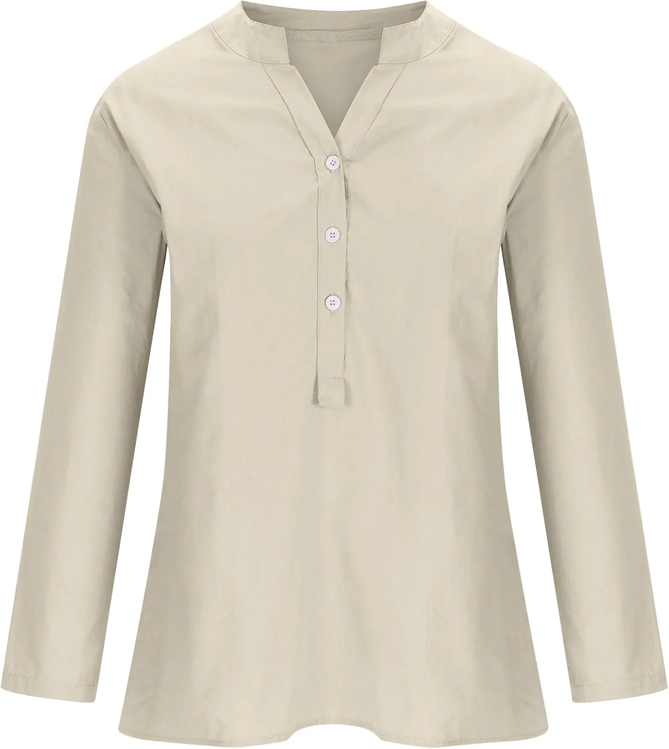 Women's Plus Size Cotton Linen Dress Tops Button Up Shirts Dress Casual Fall Blouse to Wear with Leggings