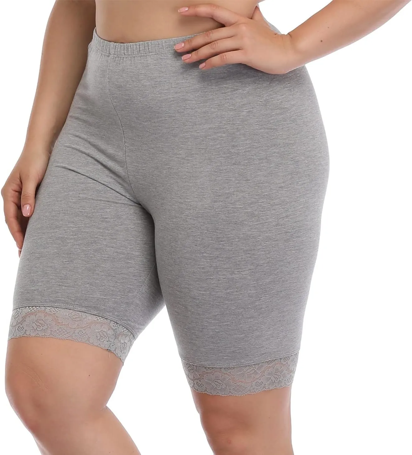 Women's Plus Size Short Leggings Ultra Soft Modal Cotton Shorts Under Dresses Mid Thigh Leggings Pants