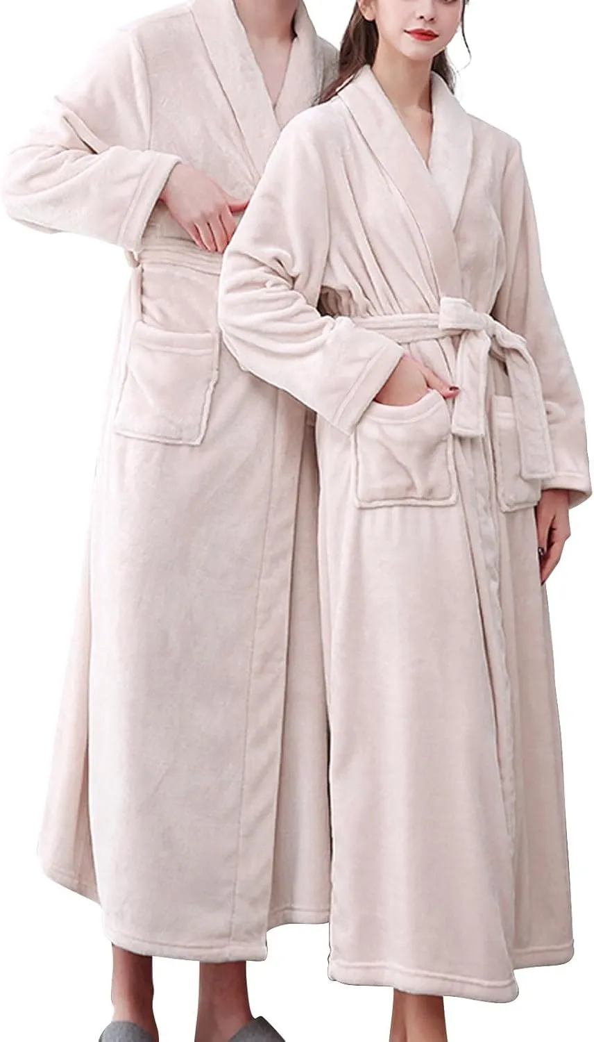 Womens Robes Gown Floral Fruit Print Warm Bathrobe Long Towel Robe with Pocket Women Robes Womens Long Robes with