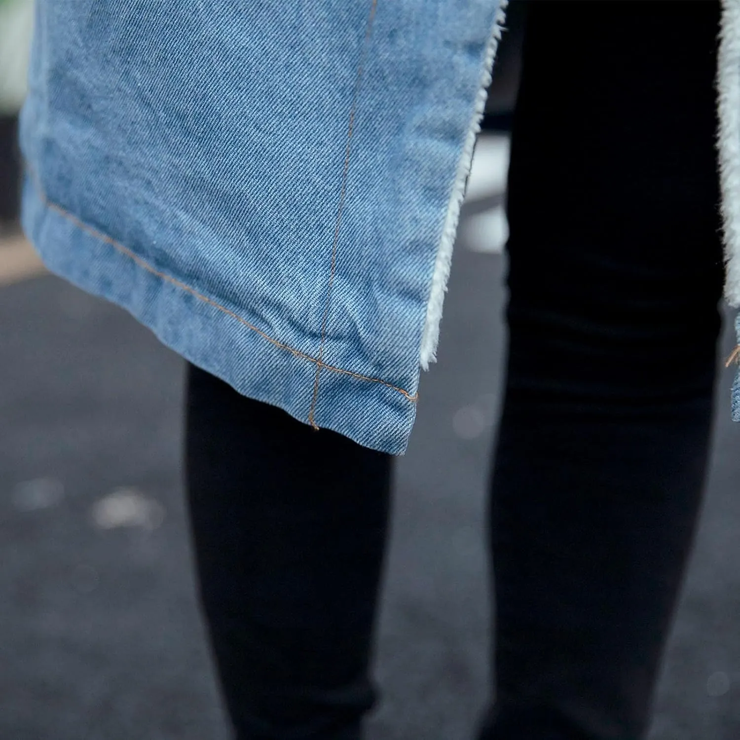 Women's Sherpa Lined Long Denim Jacket 2024 Winter Long Denim Coat Trucker Jackets Warm Fleece Long Denim Coats